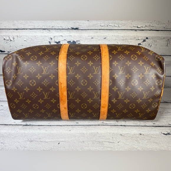 Louis Vuitton Keepall 50 Bandouliere brown monogram leather duffle travel bag - Picture 6 of 16